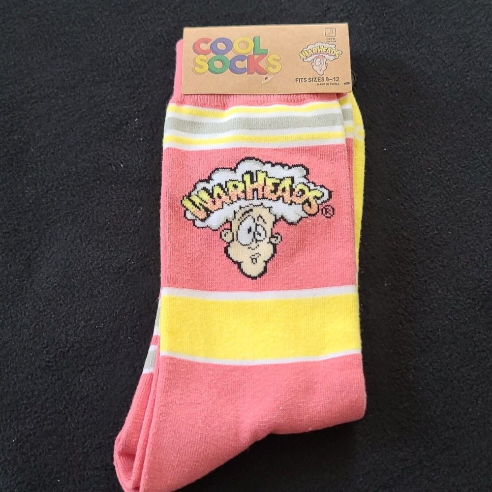 Cool Socks Warheads Crew Socks Unisex Medium Yellow Pink Pastel Novelty NEW